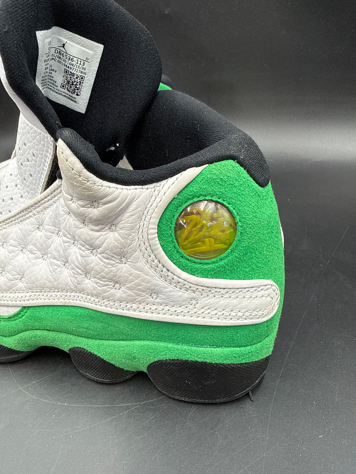 Nike Air Jordan 13 Retro Lucky Green White Black Size 5Y COA