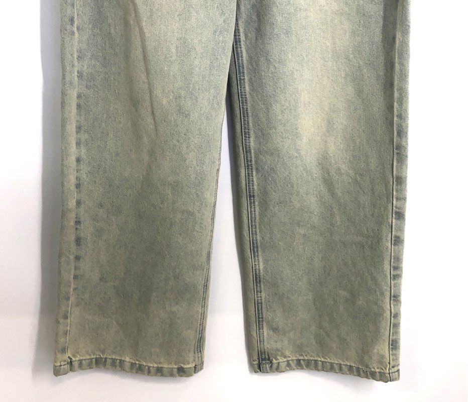 Elfric Eden Men's Light Sand Wash Blue Wide Leg Relaxed Streetwear Jeans Sz 28