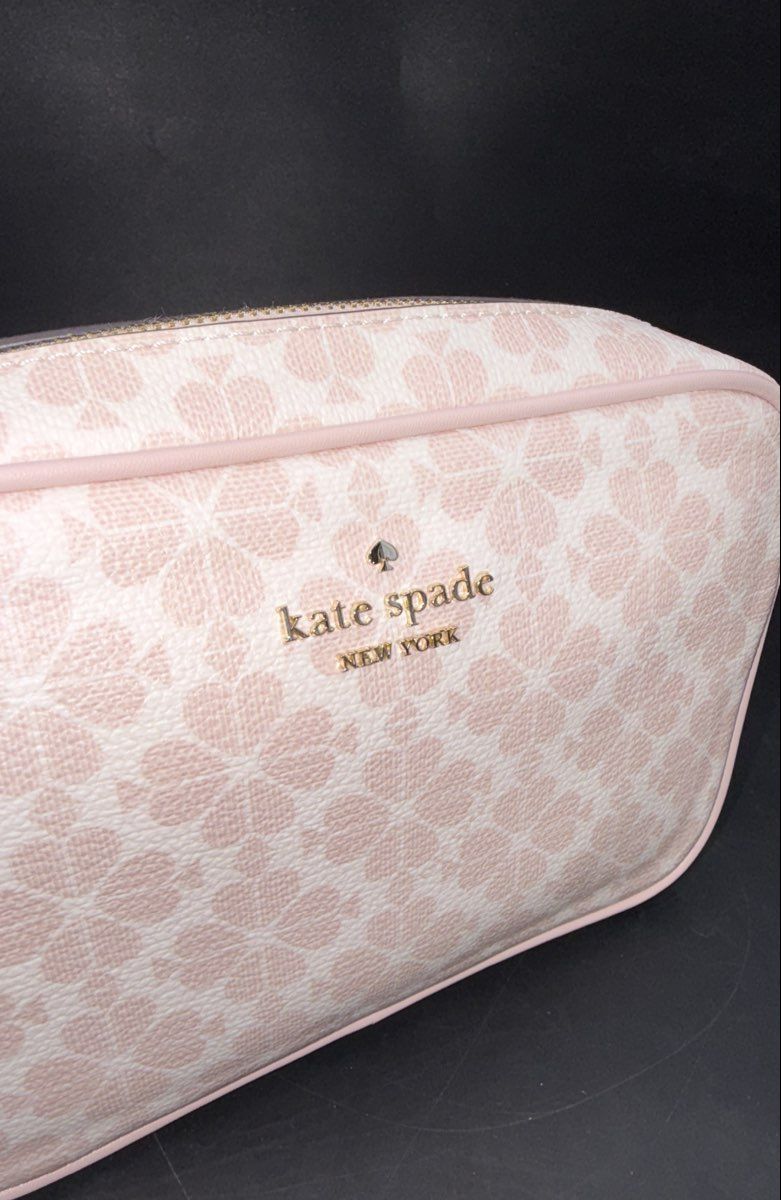 Kate Spade Pink Spade Flower Monogram Crossbody Camera Bag Gold Hardware