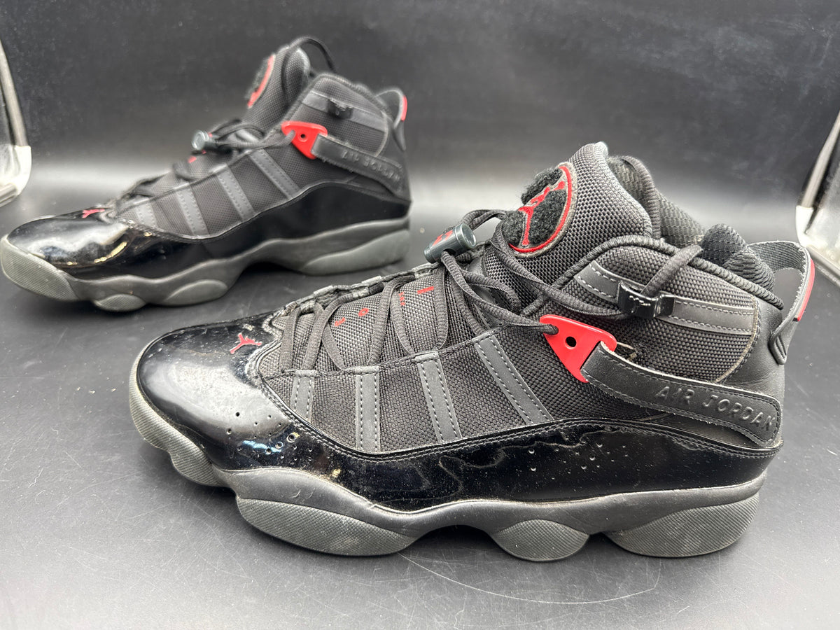 Nike Jordan 6 Rings Black Anthracite Fire Red Basketball Sneakers Size 12 COA