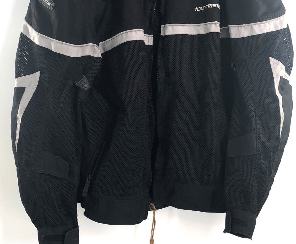 Tour Master Men's Draft Black Mesh Motorcycle Riding Jacket Reflective Sz L 44