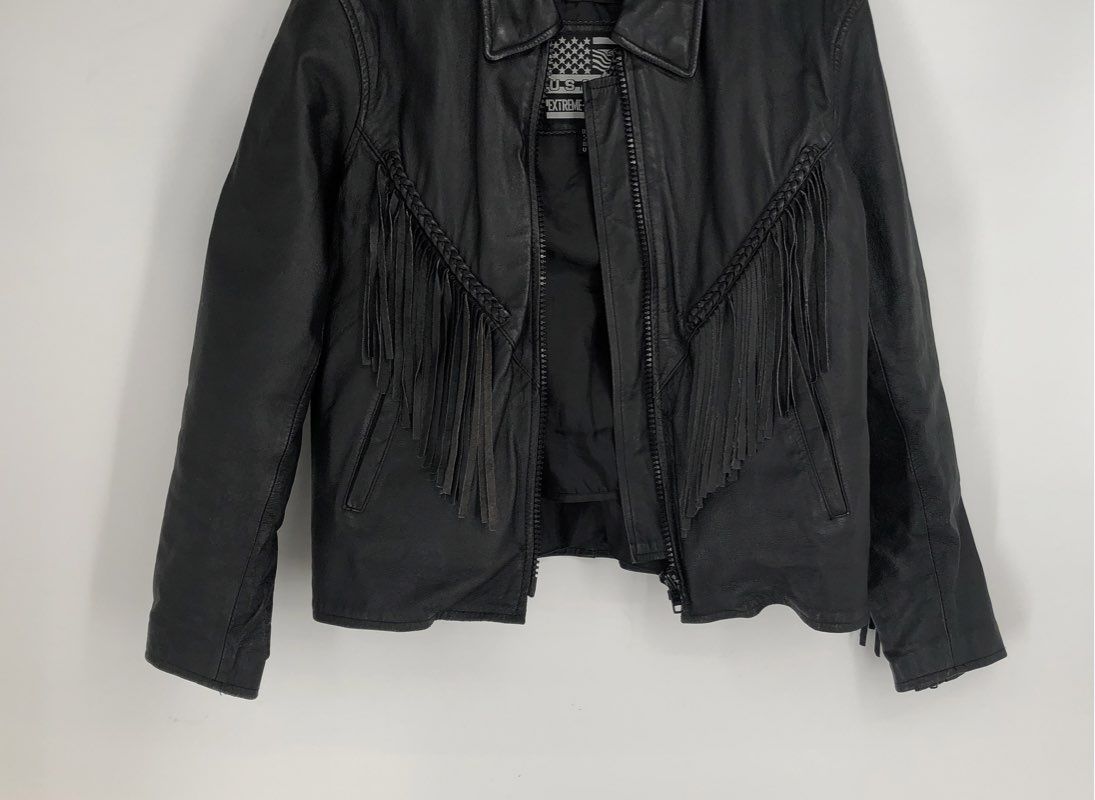 Extreme Men's Black Leather Biker Jacket - Size S