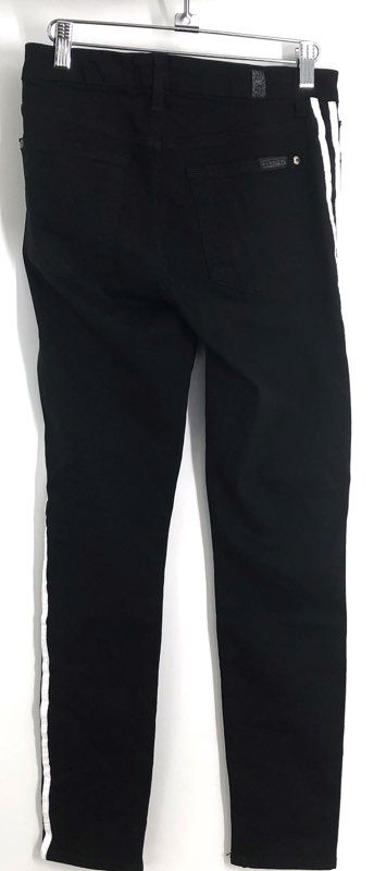 7 For All Mankind Women's Black The Ankle Skinny White Side Stripe Jeans Sz 27