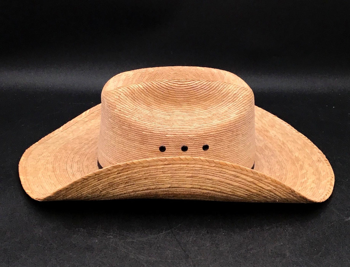 Tan Straw Vented Cowboy Hat Wide Brim Western Cattleman Unisex Size 7 1/8 57