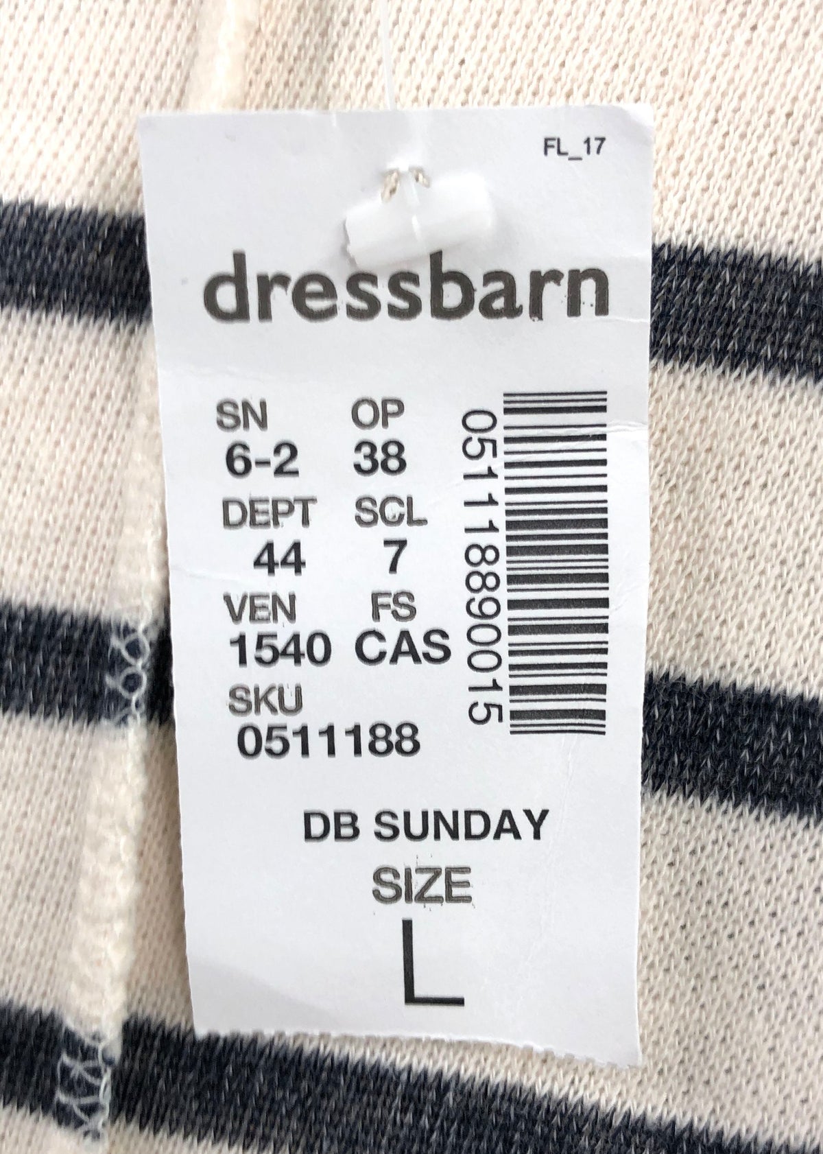 Dressbarn Sunday Women's Striped Hooded Cardigan Crochet Lace Back Sz L NWT