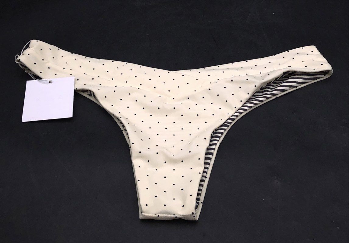 ROVE Women's Aiden Bikini Bottom Selita Polka Ivory Black Polka Dot NWT Sz L