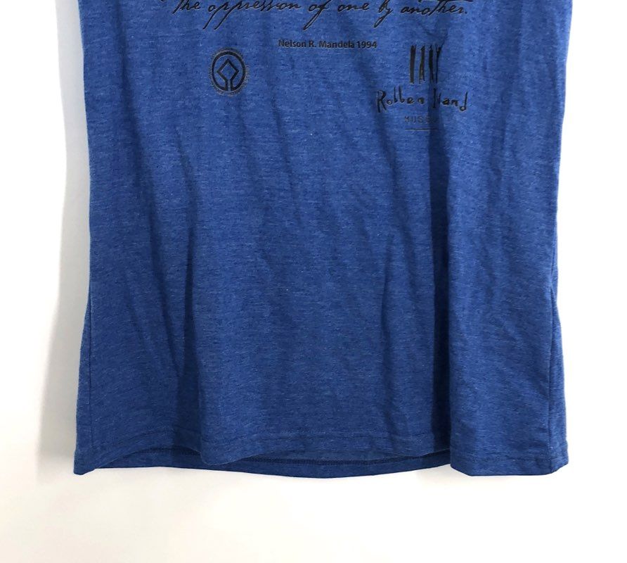 Laugh it Off Women's Heather Blue Nelson Mandela Quote Robben Island T-Shirt XL