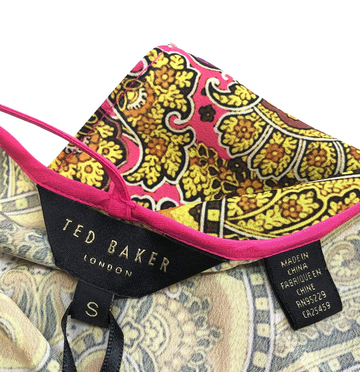 Ted Baker Women's Bright Pink Hevea Jewel Paisley Zip Front Cami Sz S NWT