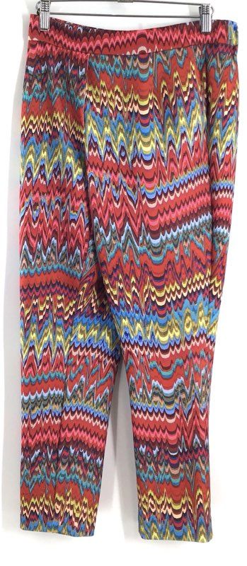 Robert Graham Women's Zigzag Chevron Multicolor Stretch Pull On Pants Size 2