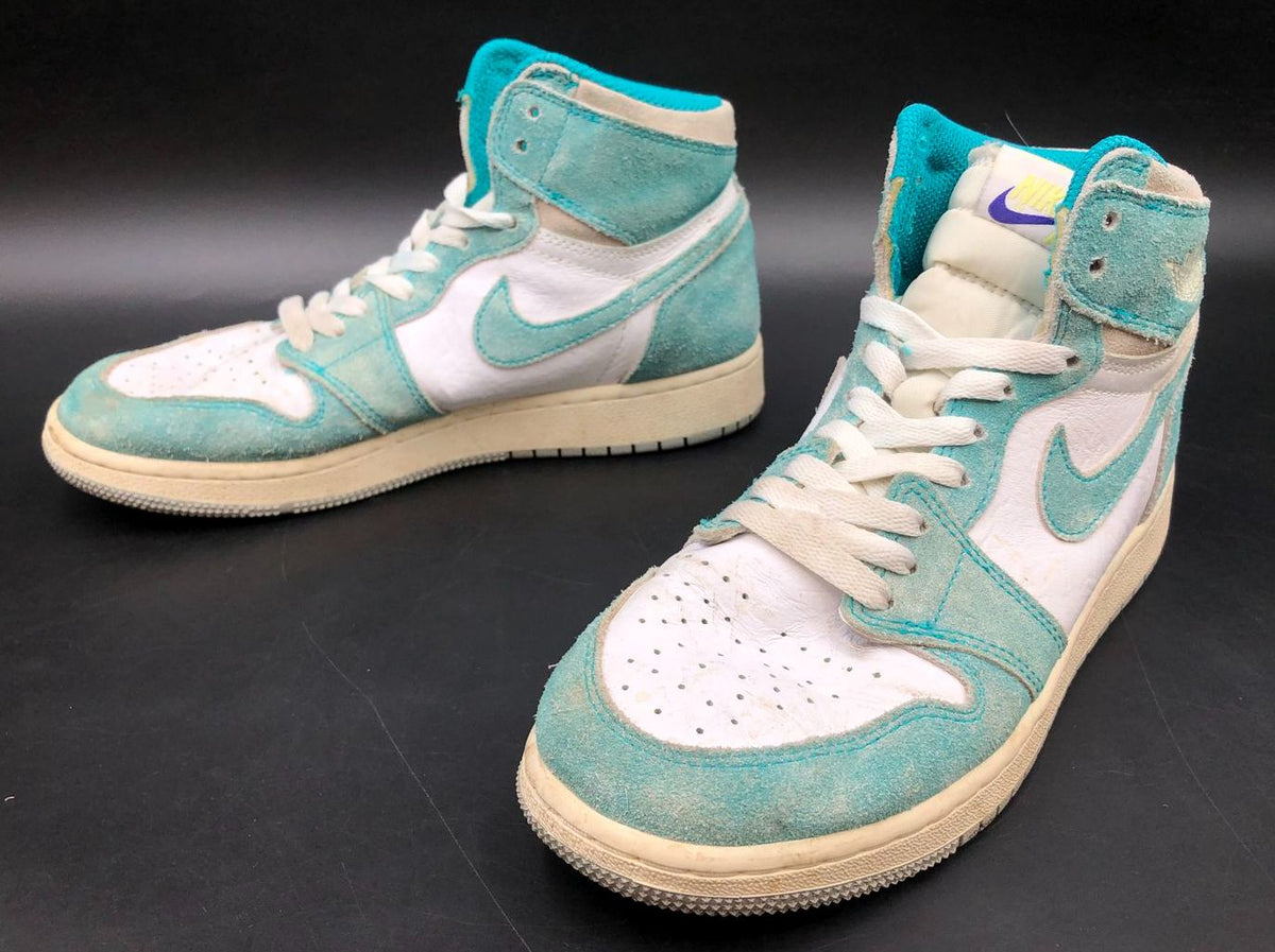 Nike Jordan 1 Retro High OG GS 'Turbo Green' White/Teal Sneakers - Sz 6Y (+COA)