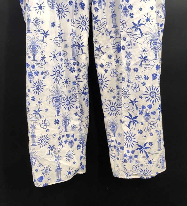 Sugarlips Women's Azul Tropics High Waist Wrap Pants White Blue NWT Sz 2XL