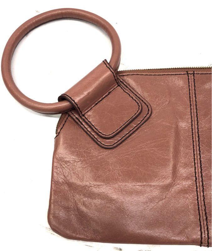 Hobo Mauve Leather O-Ring Handle Wristlet Clutch Purse Bag