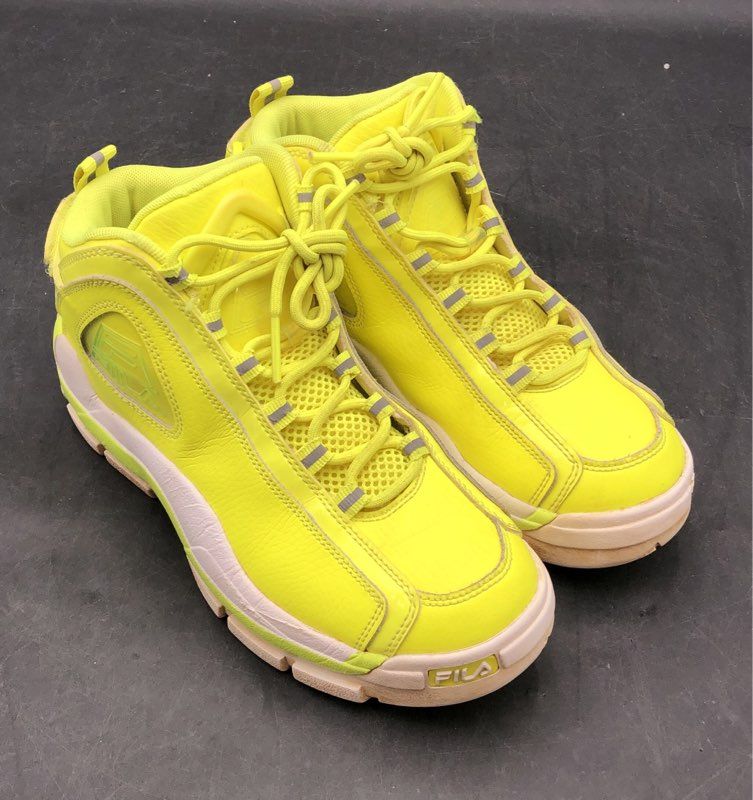 Fila Grant Hill 2 Neon Yellow White High Top Sneakers Size 5.5
