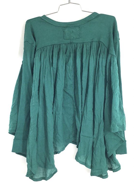 We The Free Women's Teal Just One Of Those Things Gauze Henley Tunic Top Sz XS