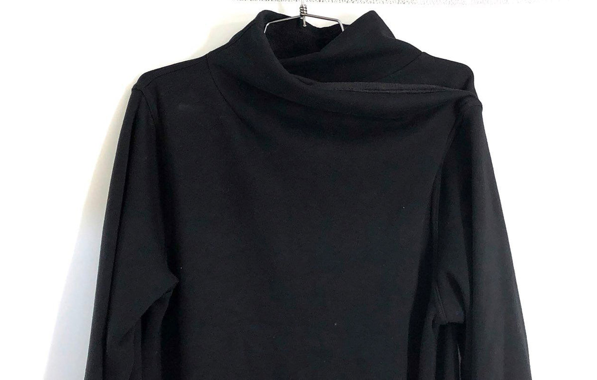Athleta Women's Black Fleece Funnel Neck Sweatshirt Tunic Dress Pockets Sz SP