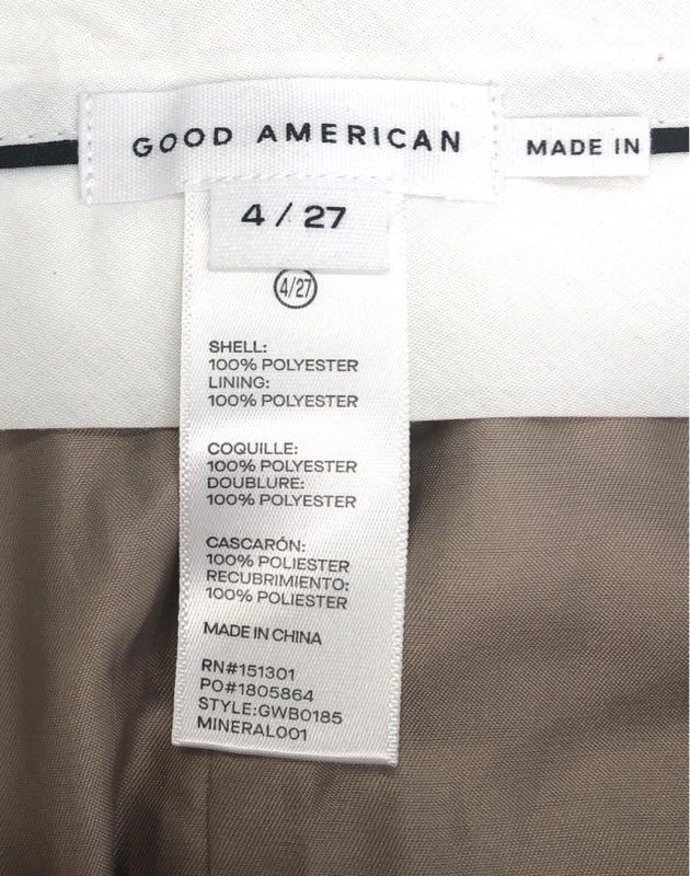 Good American Women's Mineral Beige Mini Skirt Tailored Zip Pockets Sz 0 NWT