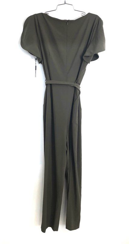 Calvin Klein Women's Green Short Sleeve Wide Leg Belted Jumpsuit NWT Sz 14
