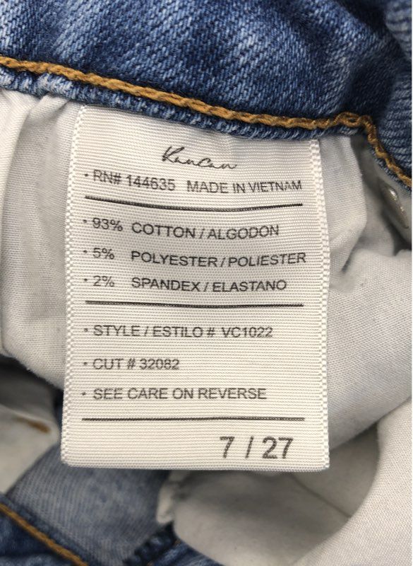 VICI KanCan Women's Blue Distressed Ripped Skinny Jeans Raw Hem Sz 7/27