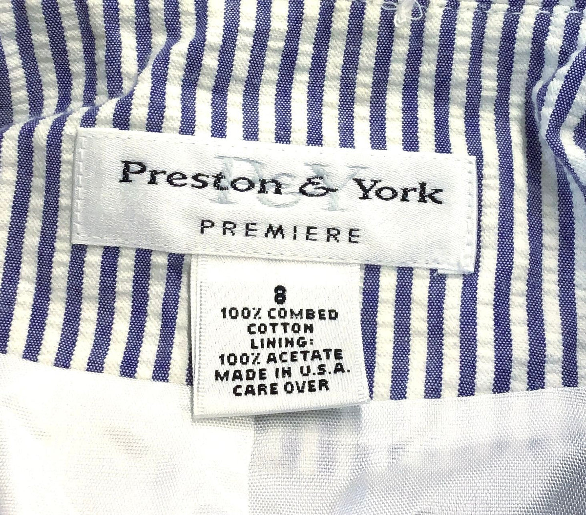 NWT Preston & York Premiere Women's Blue White Striped Jacket - Size 8