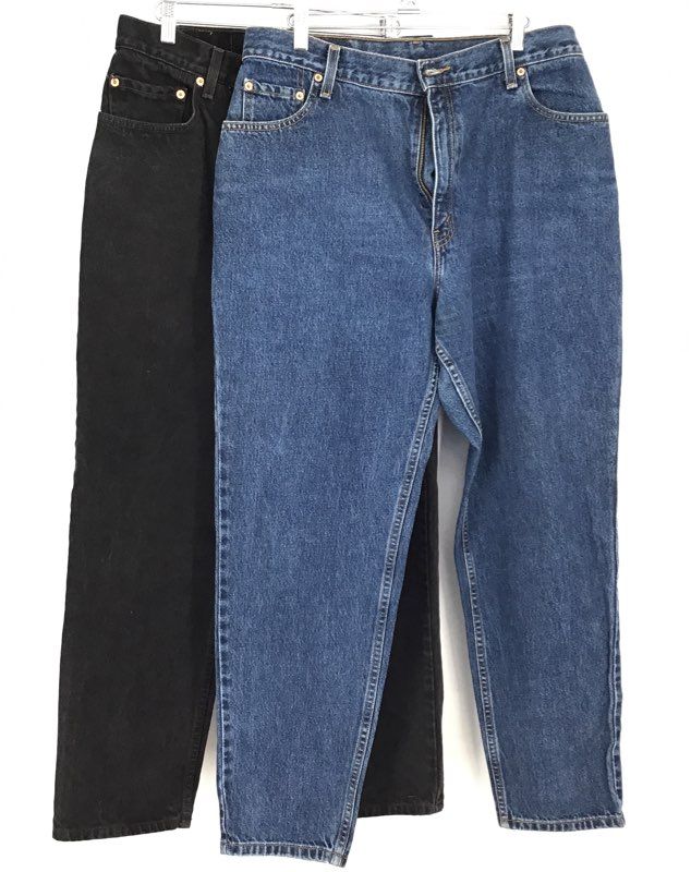 Levi&#39;s Women&#39;s Black Blue 550 Cotton Relaxed Fit Tapered Jeans- Size 16 Lot Of 2