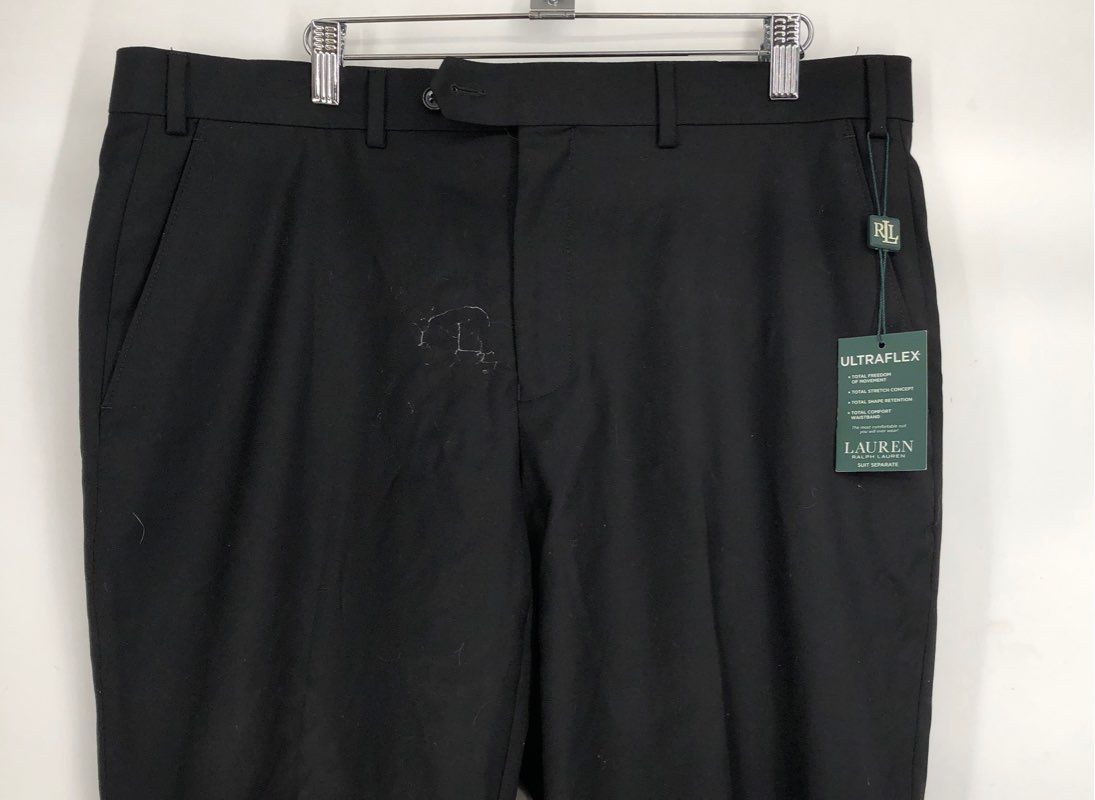 NWT Lauren Ralph Lauren Men&#39;s Black Wool Stretch Dress Pants - Size 36WX30L