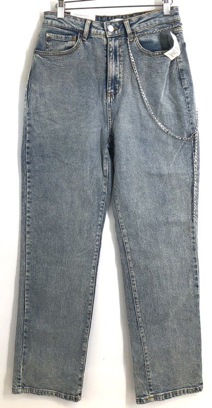 WeWoreWhat Women's High Rise Dad Jeans Light Vintage Blue Chain Accent NWT 26