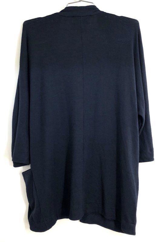 Wilfred Free Women's Navy Blue Open Front Drape Pocket Knit Cardigan Sz S