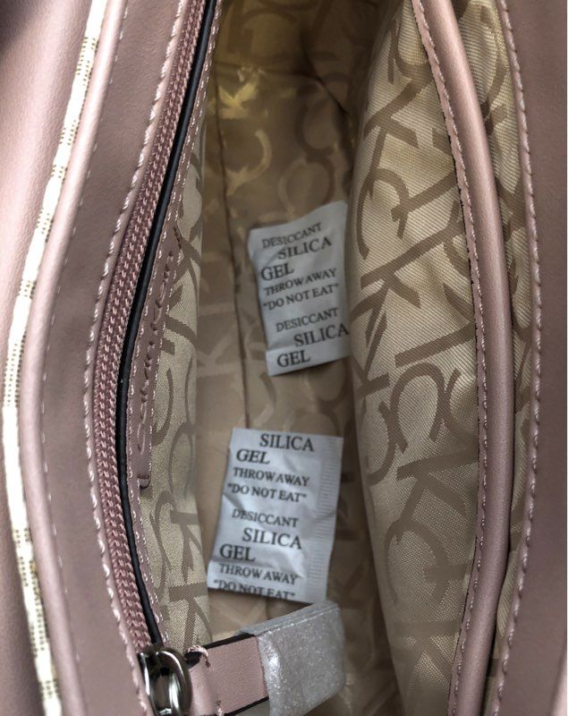 NWT Calvin Klein Rose White Logo Print Top Handle Bag