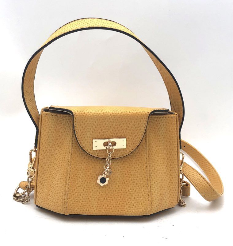 Est. 1946 Yellow Textured Turn Lock Satchel Handbag Crossbody Bag