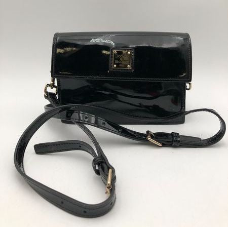 Dooney & Bourke Black Patent Leather Ashton Crossbody Bag Gold Hardware COA