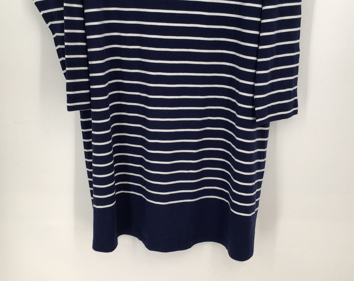 NWT Vineyard Vines Women&#39;s Blue Striped Boat Neck Simple T-Shirt Dress - Size 2X