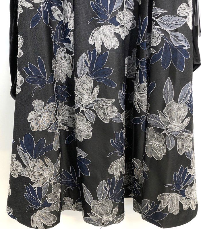 Adrianna Papell Women's Velvet Jacquard Midi Dress Black Navy Floral NWT Sz 4