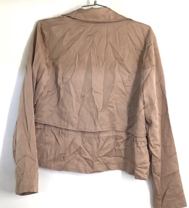 BB Dakota Women's Tan Draped Double Breasted Lyocell Cropped Jacket Sz M