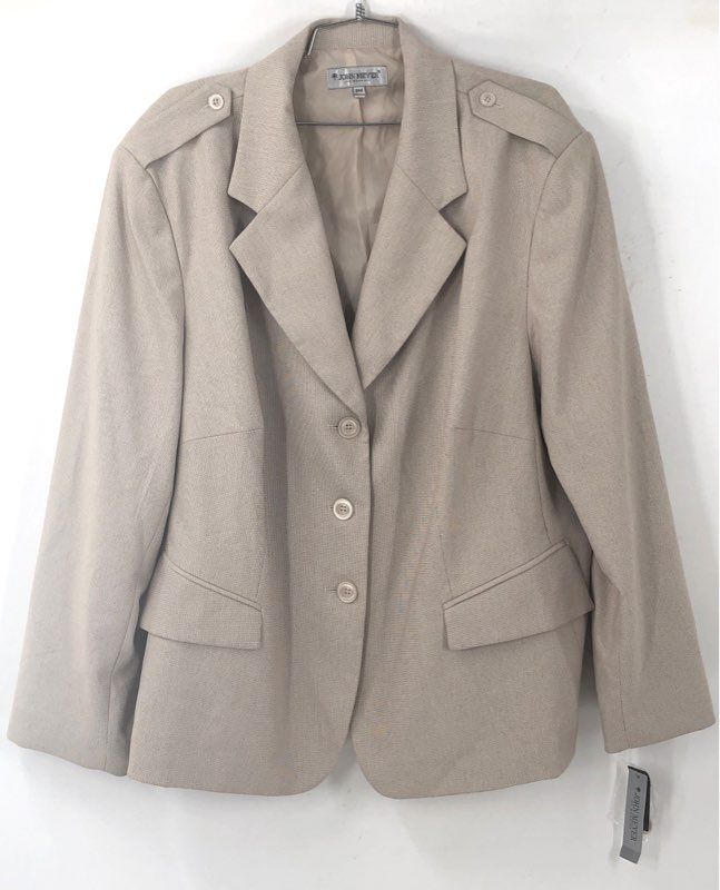 Vintage Y2K John Meyer Women's Tan Pant Suit Set Epaulet Blazer NWT Sz 24W