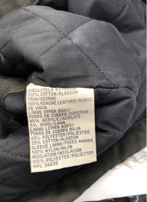 Natural Issue Men's Dark Green Cotton Canvas Field Jacket Leather Collar Sz L