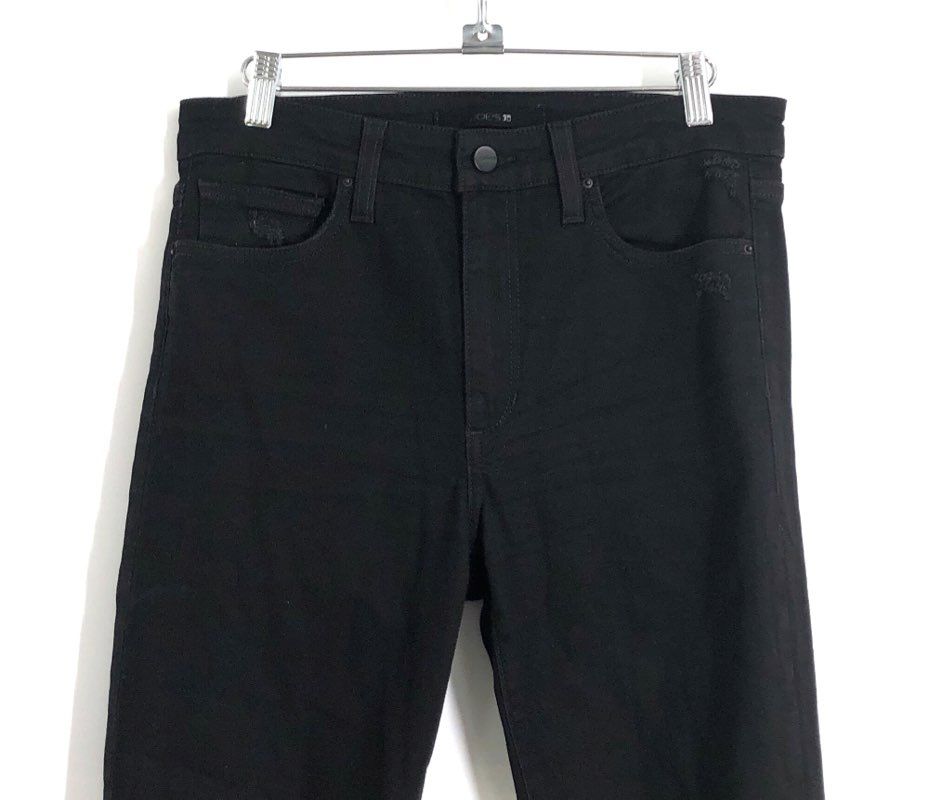 Joe's Jeans Women's Black High Rise Skinny Ankle Distressed Raw Hem Sz 28