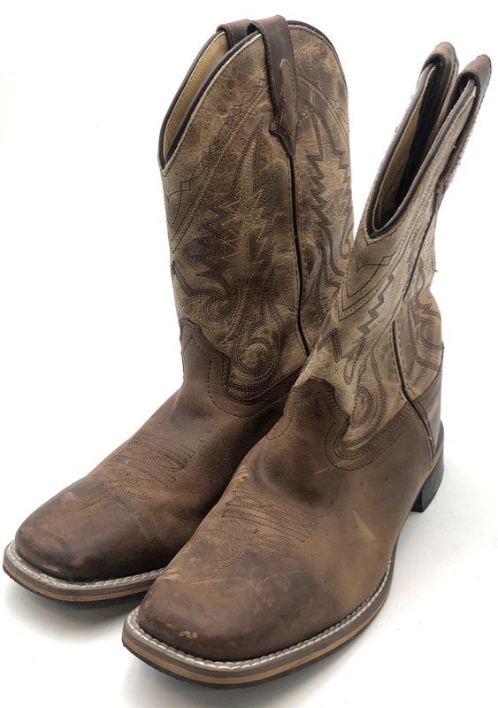 Smoky Mountain 6224 Brown Leather Square Toe Cowboy Boots Size 9.5 M