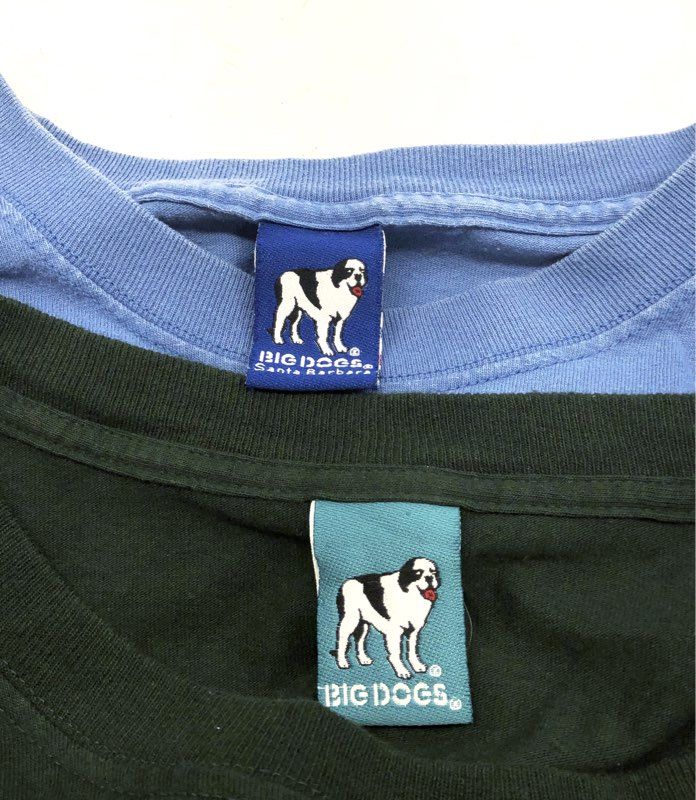 Vintage 90s Big Dogs Men's Shirt Lot Blue Graphic Bring It & Green Long Sleeve