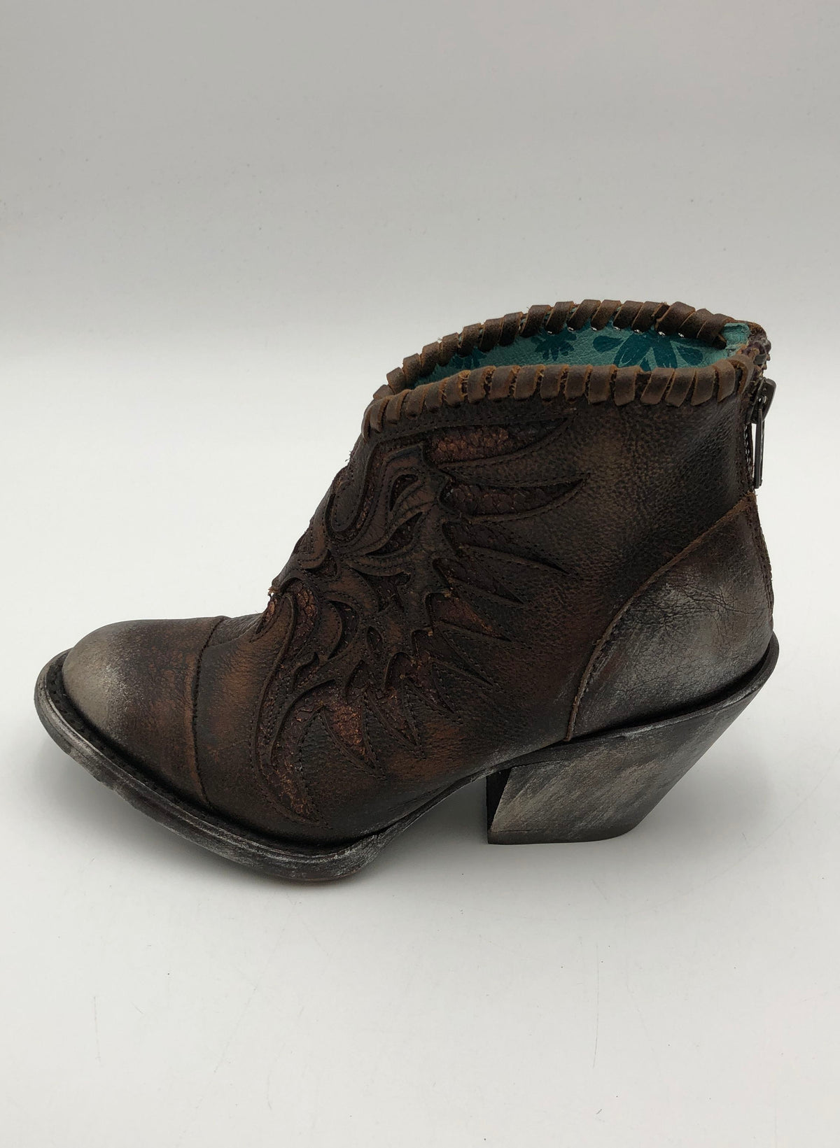 Corral Z0031 Distressed Brown Leather Western Ankle Boots Zip Women's Size 5M