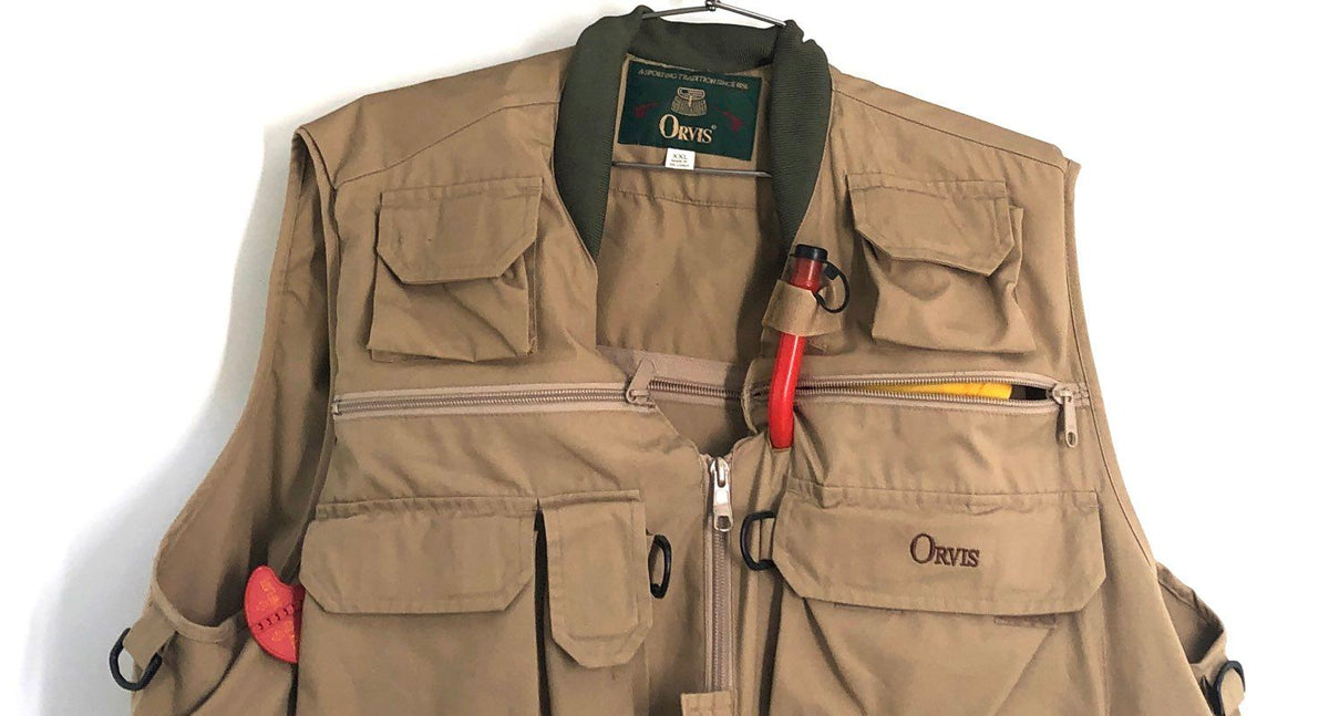 Orvis Fishing Vest Mens XXL Tan Multi Pocket Utility Fly Fishing Gear Item 1835