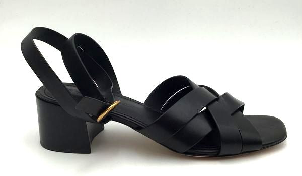 Tory Burch Black Leather 'City Heel' Ankle Strap Sandals-Size: 8.5 (+COA)