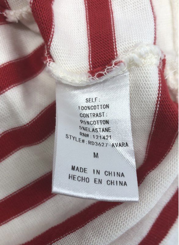 Ellison Women's Red White Striped Short Sleeve Cotton Avara T-Shirt Size M