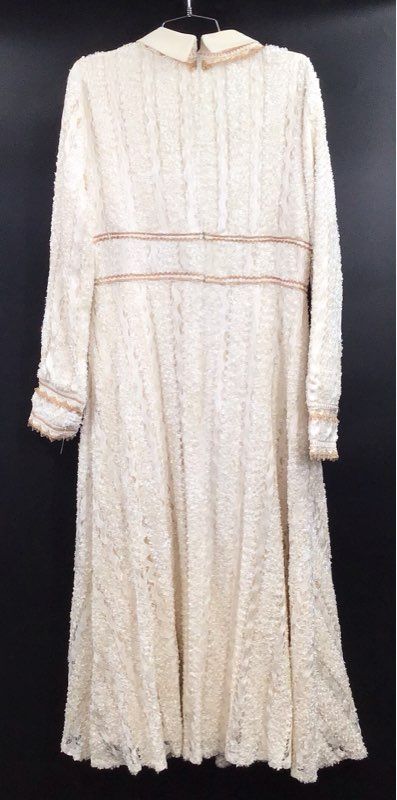 LunaLuna Women's Cream Brushed Lines Lace Midi Dress Long Sleeve NWT Size 50