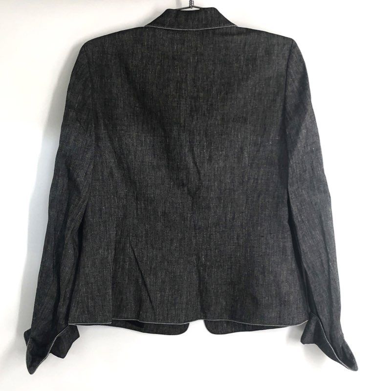 Ellen Tracy Women's Black Linen Blend Two-Button Blazer Jacket Sz 4 NWT