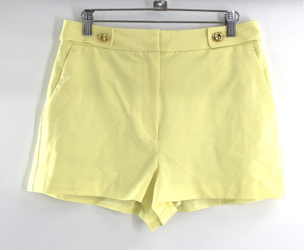 Tanya Taylor Women's Brett Shorts Zest Yellow Gold Button Tailored Sz 8 NWT