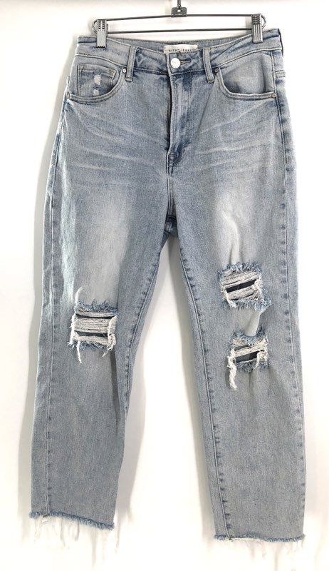 Risen Women's Light Wash High Rise Distressed Ripped Raw Hem Jeans Sz 7