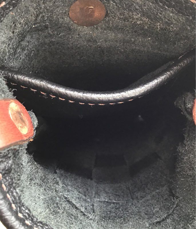Vintage Rivet Leatherworks Black Woven Pouch Crossbody Bag Brass Hardware 112