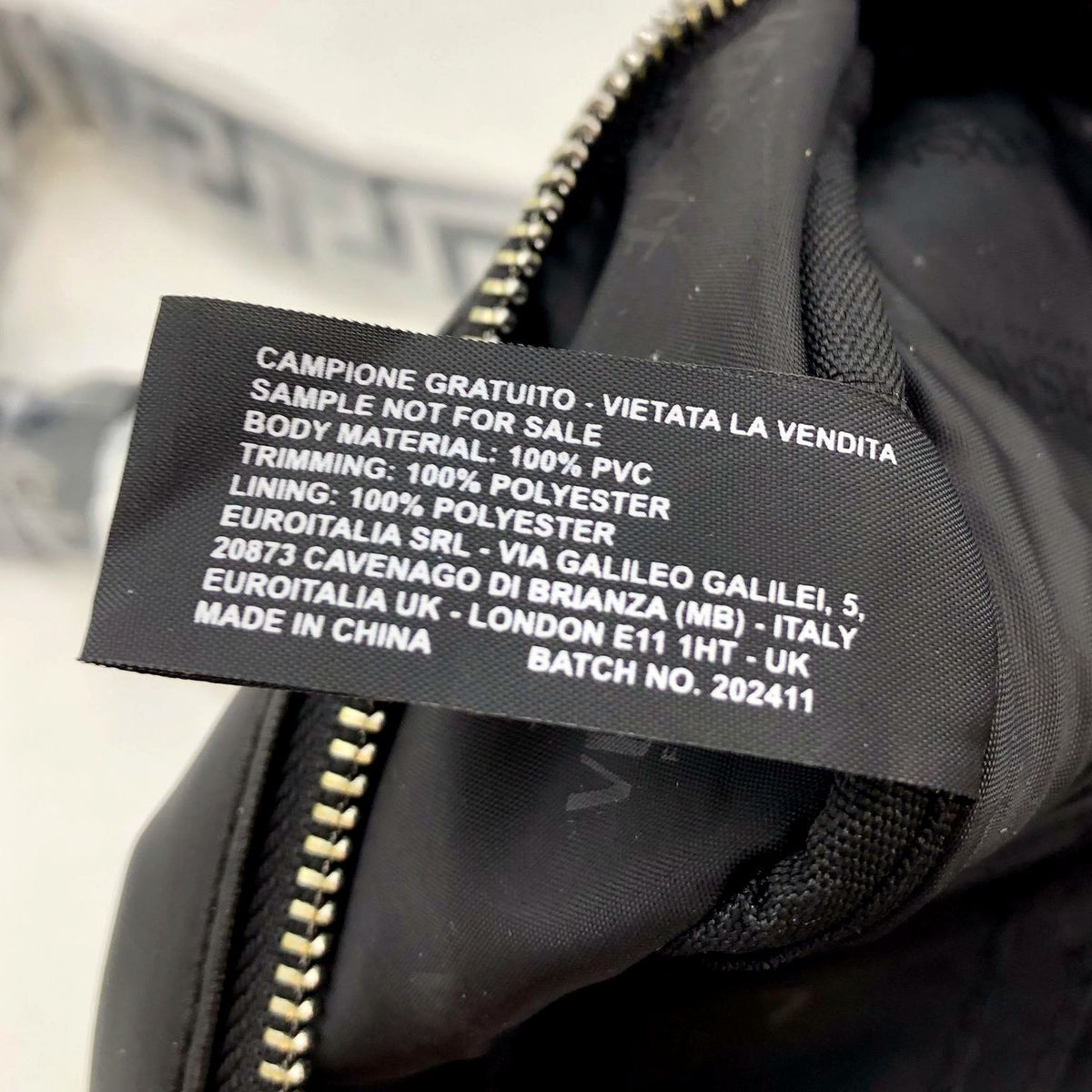 Versace Fragrances Black Fanny Pack/Belt Bag w/ Silver-Tone Hardware & Patterns