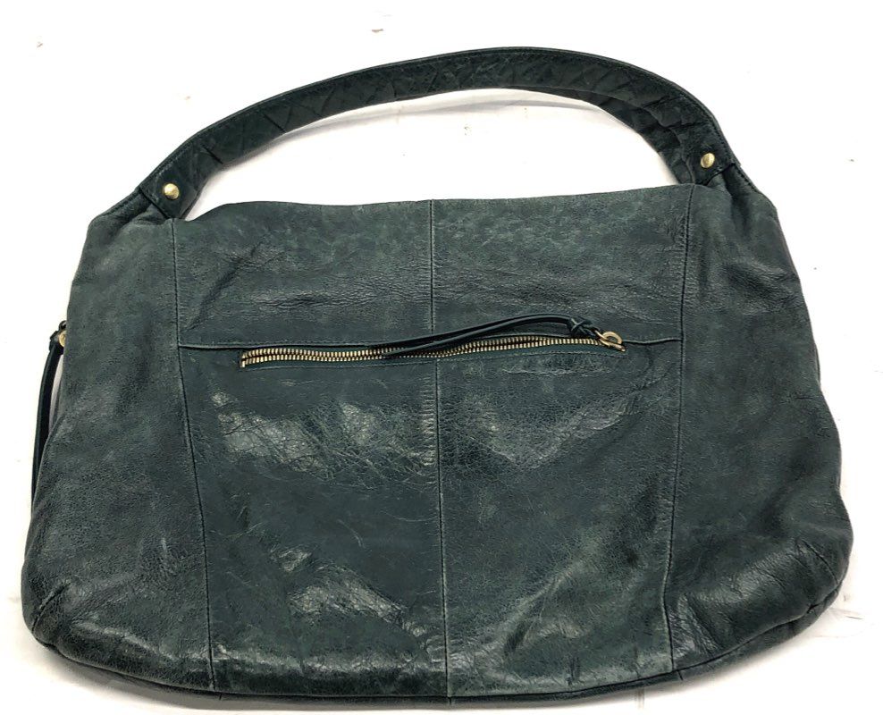 Hobo the Original Teal Blue Leather Slouchy Shoulder Bag Large Brass Hardware