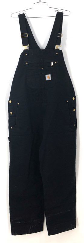 Carhartt Men's Black 10277001 Cotton One-Piece Overalls - Size 44x30